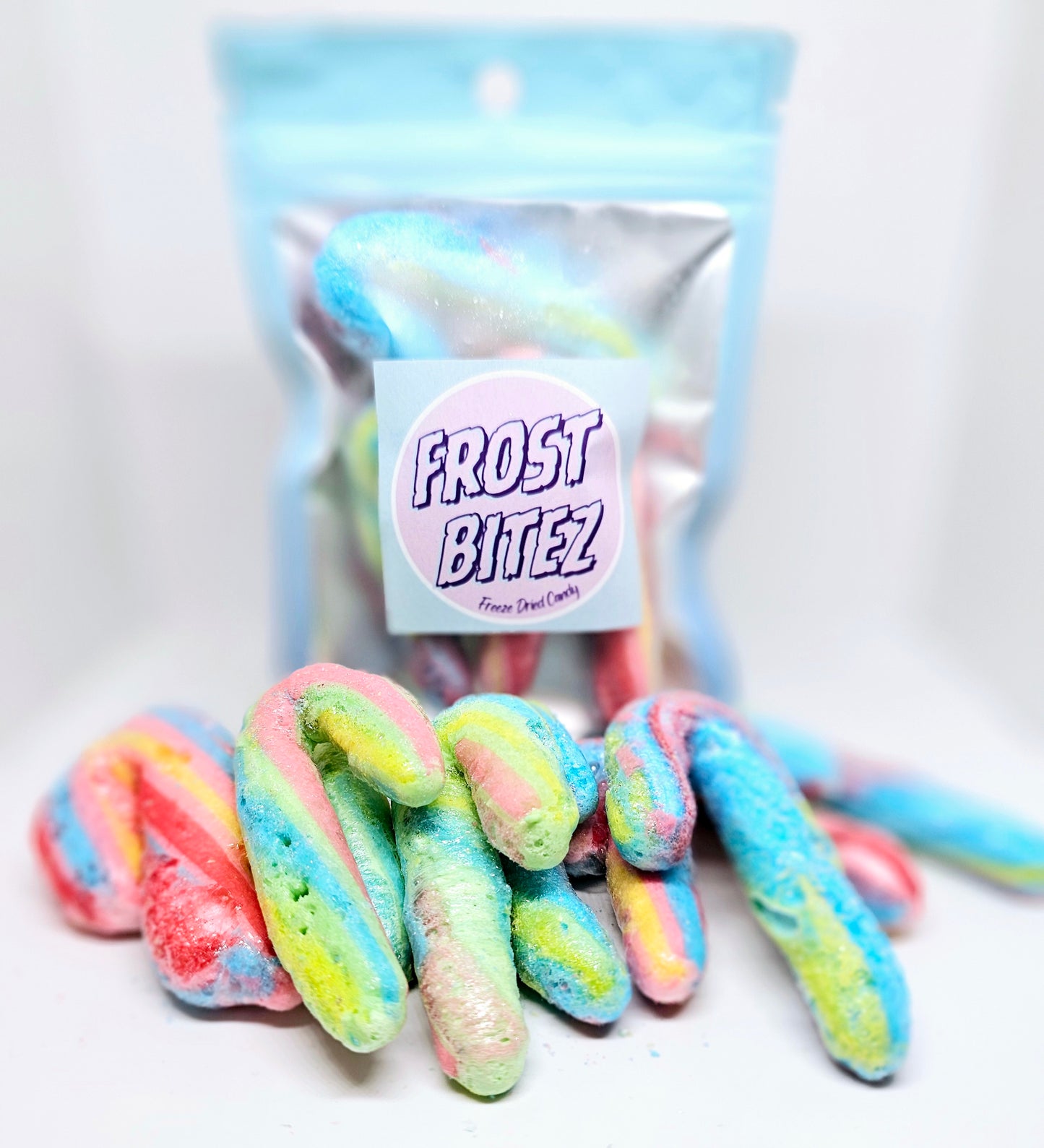 Bastones de caramelo en miniatura liofilizados