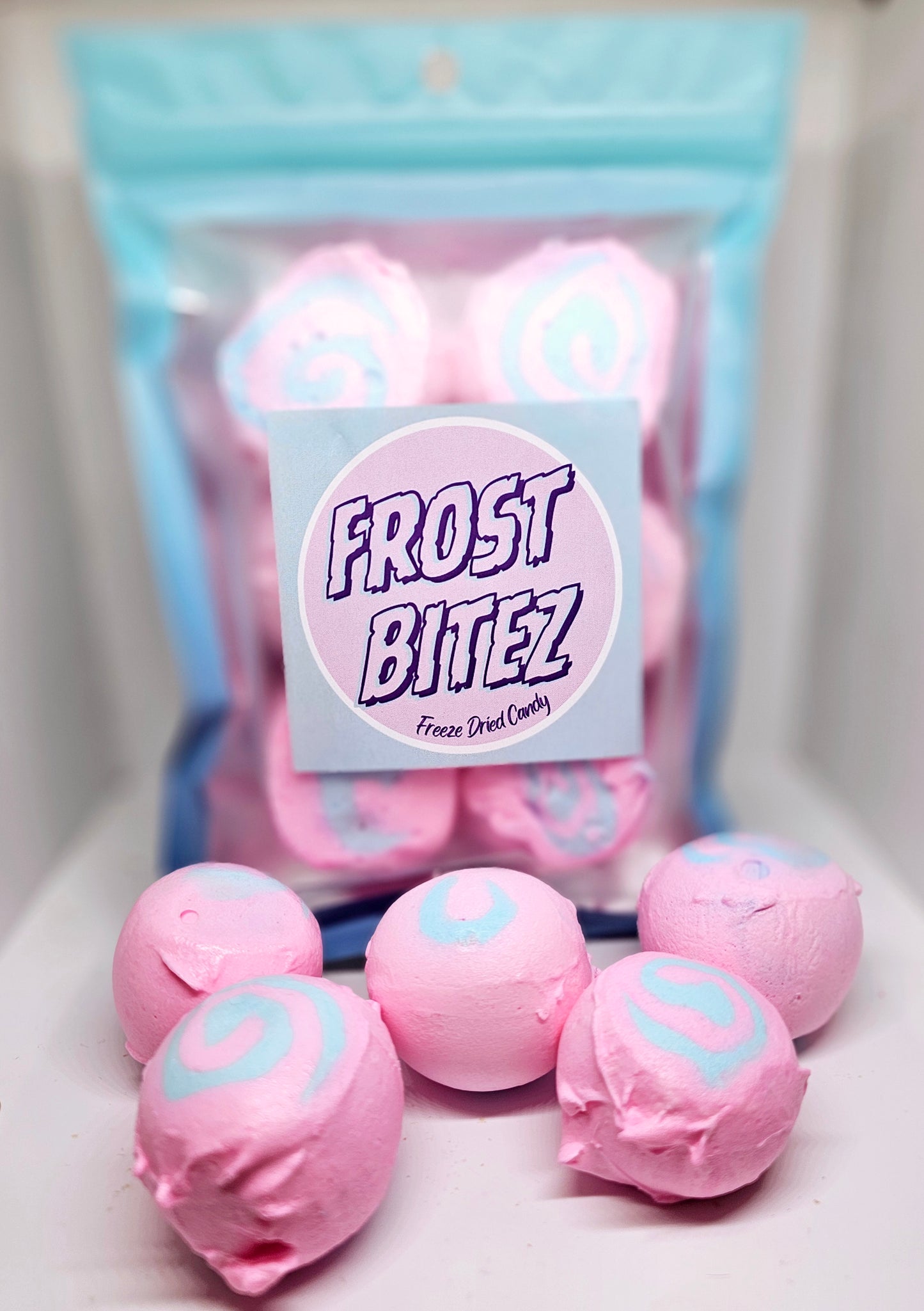 Caramelos de algodón de azúcar liofilizados