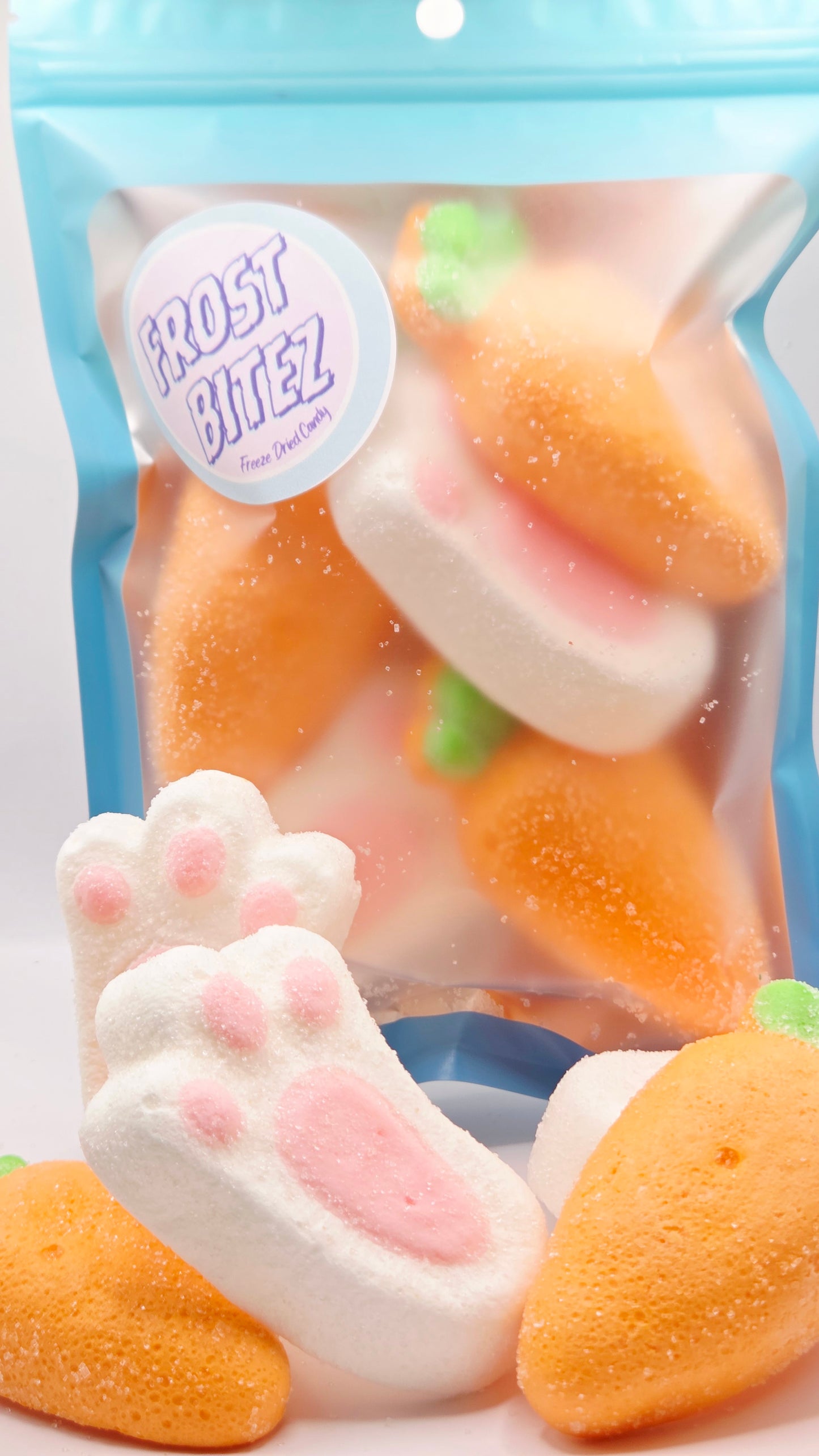 Freeze Dried Easter Bunny Paw and Carrot Marshmallows